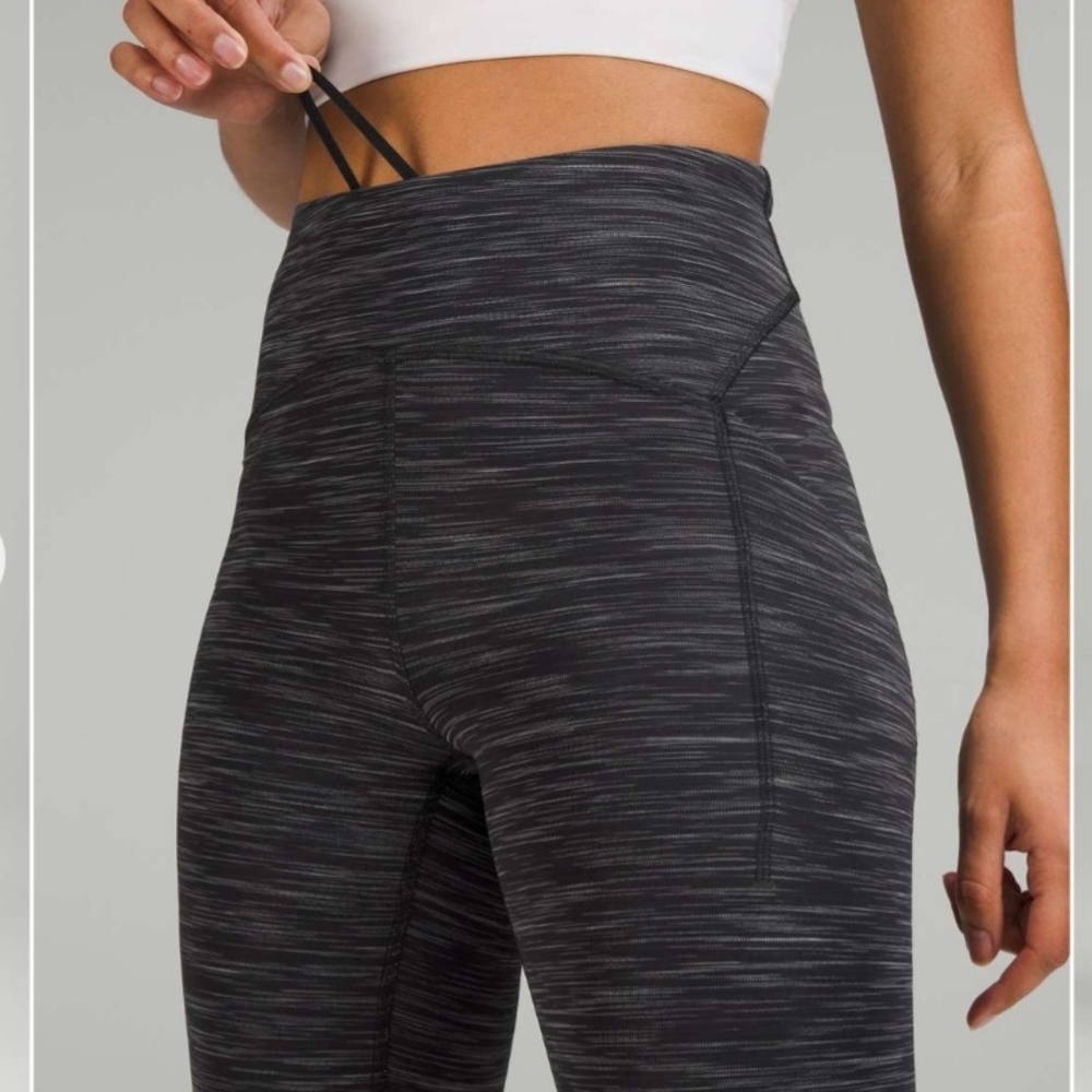 lululemon POWER THRU HR Charcoal Heathered Leggings sz 4 28" Inseam